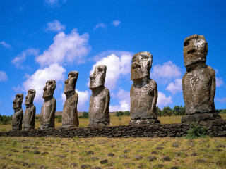 Statues row field sky background - the background free wallpaper for desktop