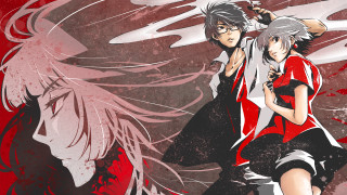 Anime couple red background white - white wing free wallpaper