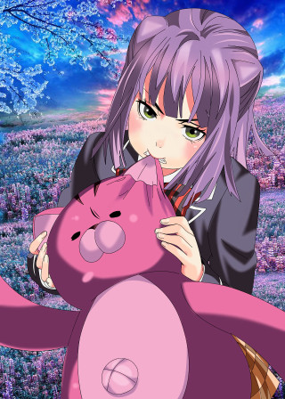 Girl pinkteddyflower skytrees urban cherry - chizuko yoshida free wallpaper
