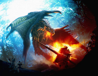 Dragon attack demon forest fire - dragon art free wallpaper