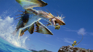 Large fish jumping surfboard man - adam rex free wallpaper