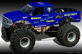 Monster truck blue big tires - a monster truck free wallpaper