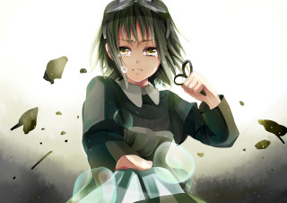 Girl scissors green dress crying - a pair of scissors free wallpaper