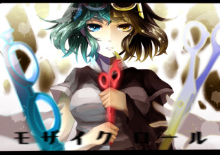 Woman holding scissors hand behind - a pair of scissors free wallpaper