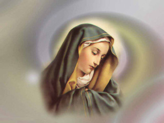 Woman veil cross painting art - a circular background free wallpaper