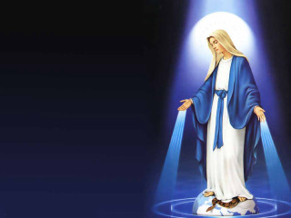 Woman blue robe light hands - radiant free wallpaper