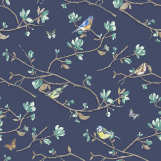 Blue background branch birds leaves - bird free wallpaper