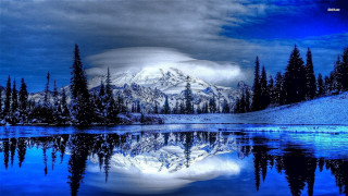 Mountain lake trees cloudy sky 9 - beautiful free wallpaper for desktop