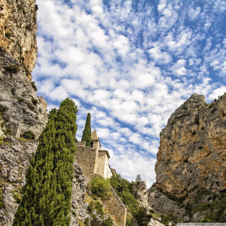 Castle cliff sky clouds trees 2 - free landscape wallpaper