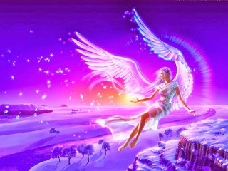 Woman flying snowy landscape white - a painting of a woman free wallpaper