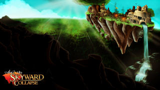 Fantasy island waterfall castle cliff - matte fantasy painting free wallpaper