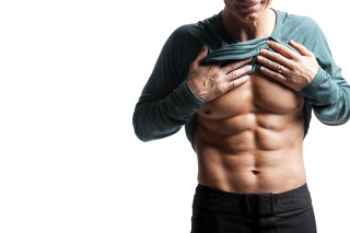 Man towel smiling camera shirt - his shirt open free wallpaper