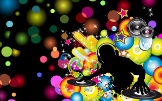 Colorful dj music instrument bubbles - digital free wallpaper for desktop