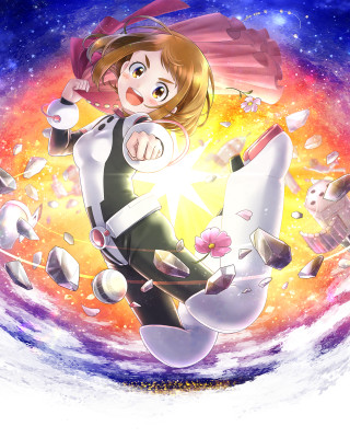 Girl space suit flying star - her hand and a cat free wallpaper