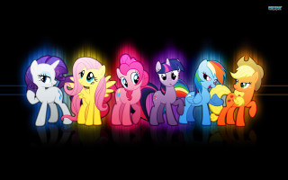 Little ponies black background rainbow 2 - epic composition free wallpaper