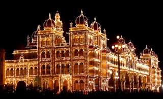 Large building lights clock tower 2 - free light wallpaper