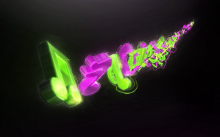 Neon glowing letters aa green - purple free wallpaper