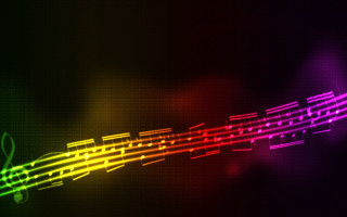 Colorful music note black background - neon light free wallpaper
