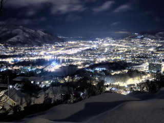 City night snow hill trees - snow free wallpaper for desktop