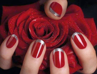 Woman red nails rose silver - a rose free wallpaper