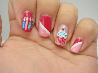 Pink blue manicure cupcake candy - a person free wallpaper