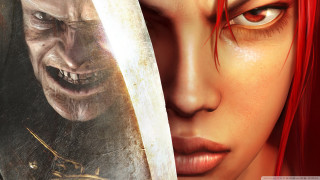 Woman red hair knife demon - a painting of a demon free wallpaper