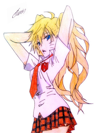 Girl long blonde hair red 2 - furry free wallpaper