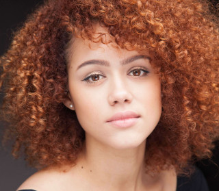 Woman red curly hair black - free portrait wallpaper