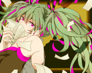 Green hair woman book pink - flowing hair free wallpaper