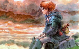 Man sitting rock sword sky - akihiko yoshida free wallpaper for desktop