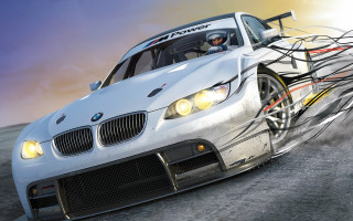 White car wires front bumper 2 - a sunset in the background free wallpaper