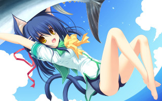 Anime girl flying fish hand - lostfish free wallpaper