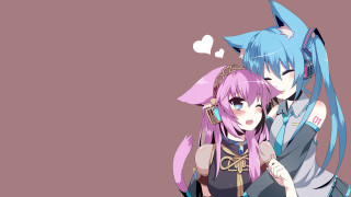 Anime characters hugging hearts background - heart free wallpaper