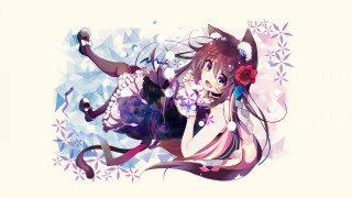 Woman long hair flower cell - long hair and a flower free wallpaper