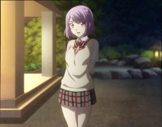 Girl school uniform night building - outside a building free wallpaper