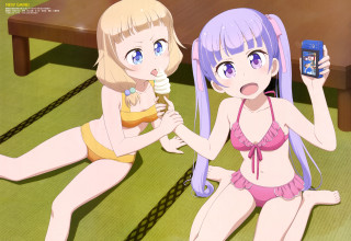 Anime girls brushing teeth floor - a cell phone free wallpaper