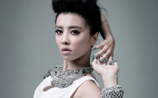 Woman white dress silver bracelet - her right hand free wallpaper