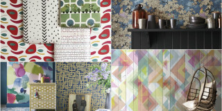 Collage wallpapers chair fireplace shelf - a collage free wallpaper