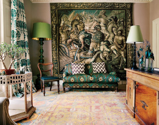 Living room couch tapestry lamp - a lamp free wallpaper