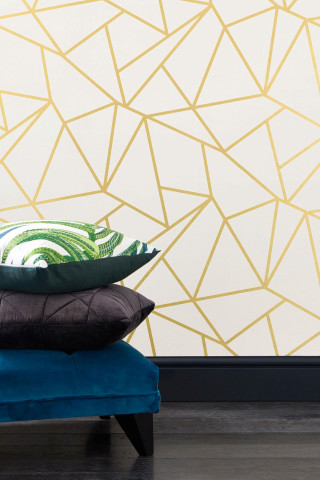 Blue bench pillows geometric wall - a geometric design free wallpaper