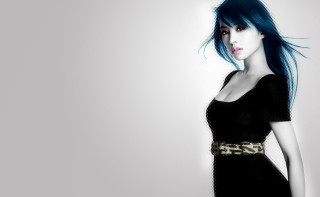 Blue hair black dress gothic - a white room free wallpaper