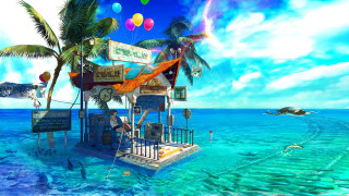 Floating island lifeguard station boat - a surfboard free wallpaper