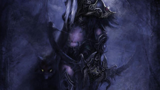 Woman cat demon shoulders dark - full free wallpaper