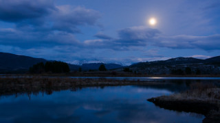 Full moon lake night mountains - over a lake free wallpaper