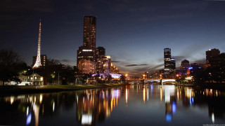 City skyline night river bridge 25 - andrew law free wallpaper