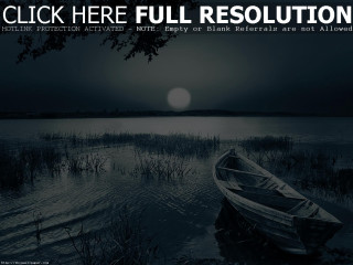 Boat lake tree night sun - atmospheric free wallpaper