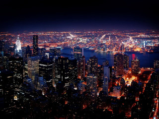 City night lights buildings water 5 - ashcan school free wallpaper