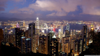 City skyline night lights cloudy - cui bai free wallpaper