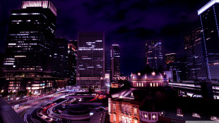Tokyo night cityscape ferriswheel bridge - the dark sky free wallpaper