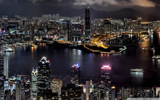City skyline night lights water 15 - cui bai free wallpaper